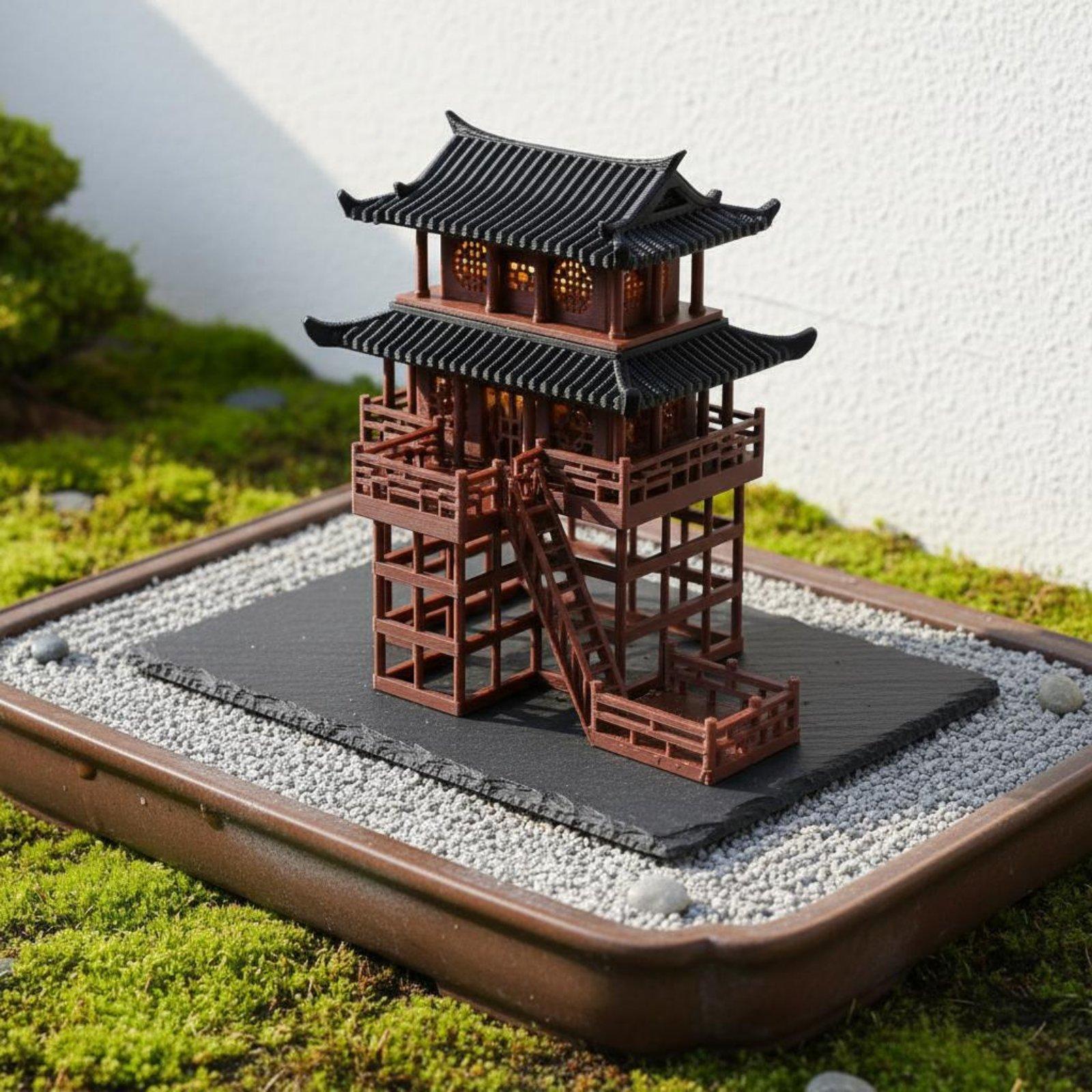 Bonsai Garden Mini - Mini Pagode de Plástico para Mesa,
